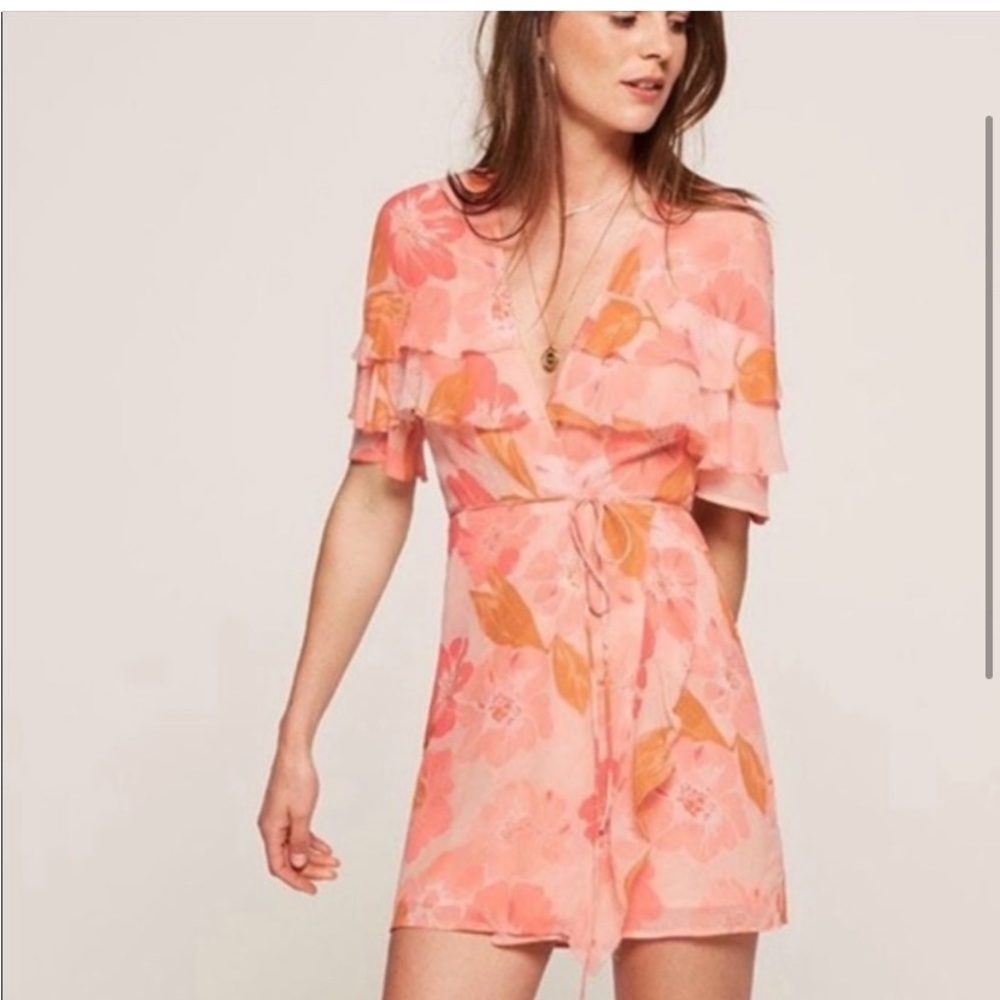 Reformation Juliana ruffle wrap mini dress